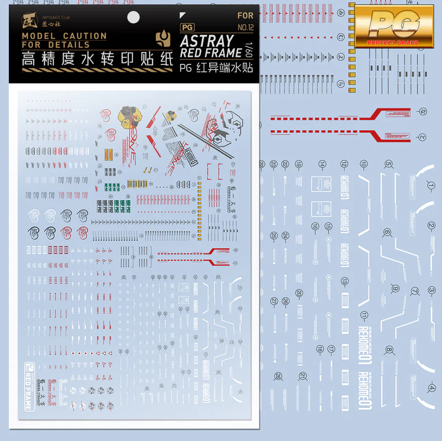 Artisan's Club No. 12 PG 1/60 MBF-P02 Gundam Astray [Red Frame] Decal